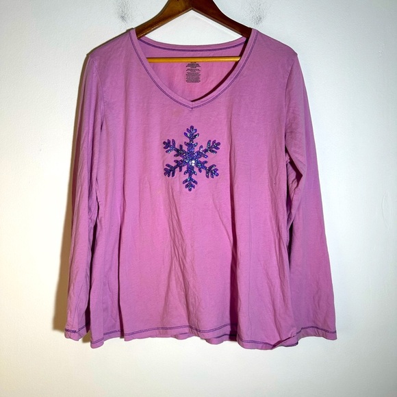 Purple Snowflake Embellished Women's Top - Picture 1 of 3